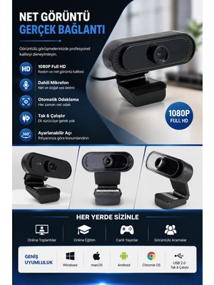 Zenviaa Webcam Orjınal 1080P Hd Konferans Kamera Dahili Mikrofon Görüntülü Sohbet Yayın Kamera