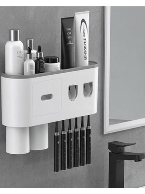 Zenviaa Çok Fonksiyonlu Diş Fırçası Tutucu Otomatik Dispenser Bardaklı Organizer ZENVIAA365423