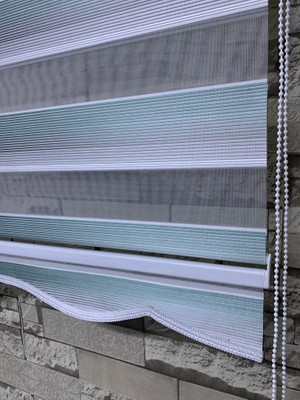Perdeciniz Yeşil Gri Mini Plise Zebra  Perde (Etekli) Enxboy