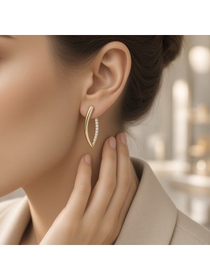 Xuping Jewelry Stil Incisi/xupıng Jewelry Şerit Zirkon Taşlı Küpe