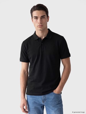 LC Waikiki Lcwaıkıkı Classic Siyah Polo Yaka Pike Erkek Tişört