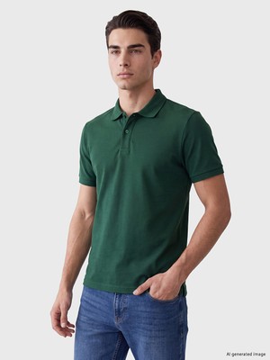 LC Waikiki Lcwaıkıkı Classic Yeşil Polo Yaka Pike Erkek Tişört