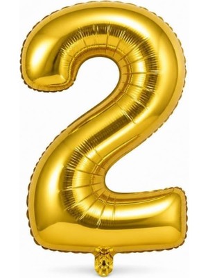 34 Inç Rakam Folyo Balon, Gold, Doğum Günü, Yıl Dönümü ve Özel Gün Parti Süsü, 1 Adet, 2