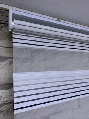 Perdeciniz Siyah Beyaz Plise Zebra Perde (Etek Kısmı Düz) Enxboy