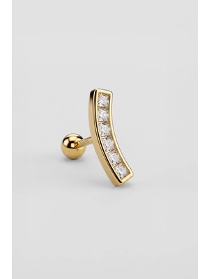 So CHIC Mira 18 Ayar Sarı Altın Kaplama Gümüş Conch-Helix Piercing