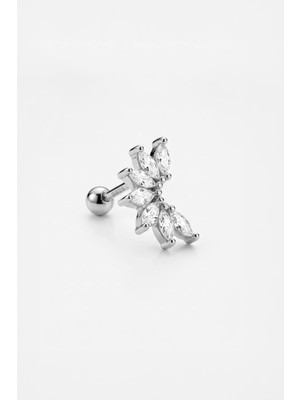 So CHIC Tiara 18 Ayar Beyaz Altın Kaplama Gümüş Conch-Helix Piercing