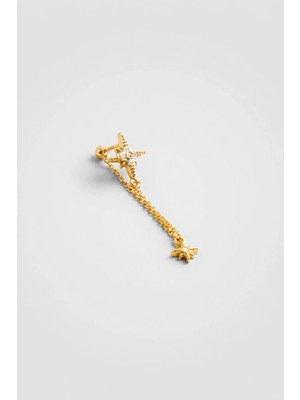 So CHIC Akşam Yıldızı 18 Ayar Sarı Altın Kaplama Sallantılı Gümüş Flat-Lobe Piercing