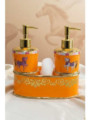 Gönül Premium Porselen Horse 2 Hazneli Sıvı Sabunluk, Süngerlik Bölmeli 46961
