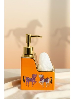 Gönül Premium Porselen Horse 500ml Sıvı Sabunluk, Süngerlik Bölmeli 47104