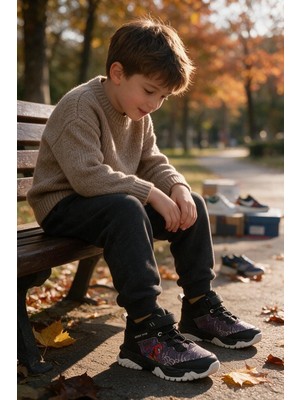 Enoch Spider-Man Karakter Baskılı Kürklü Cırt Cırtlı Erkek Çocuk Outdoor Bot