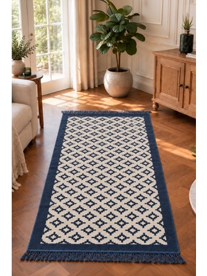 Bigghome Çift Taraflı Kilim 80*150 cm SA26ZE Makinede Yıkanabilir Modern Desenli