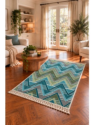 Bigghome Çift Taraflı Kilim 80*150 cm SA26OP Makinede Yıkanabilir Modern Desenli