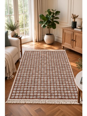 Bigghome Çift Taraflı Kilim 120*180 cm SA26EK Makinede Yıkanabilir Modern Desenli