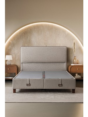 Mekan Yatak Luxe Dokuma Çift Kişilik Baza Başlık 2'li Set - Kolay Temizlenebilir, Geniş Depolama