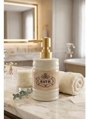 Tekbir Artworks Bath  Porselen Sıvı Sabunluk - Lüks Banyo ve Mutfak Sabunluk 350 ml