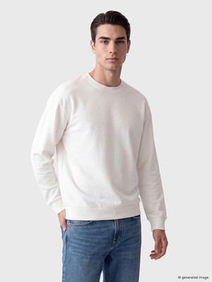 LC Waikiki Lc Waıkıkı Ekru Bisiklet Yaka Erkek Sweatshirt