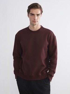 LC Waikiki Lcw Vision Bordo Bisiklet Yaka Erkek Kalın Sweatshirt
