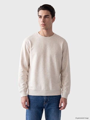 LC Waikiki Lc Waıkıkı Beyaz Bisiklet Yaka Erkek Sweatshirt