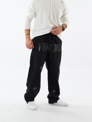 Cocopelli Siyah Warriors Yıldız Detaylı Erkek Baggy Jean Pantolon COC3608