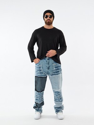 Cocopelli Yırtık File Detaylı Baggy Jean Erkek Pantolon COC3602