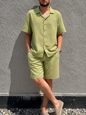 Erkek, apaş yaka, yazlık, %100 pamuklu, Müslin dokuma, Alt-Üst Takım G14-303