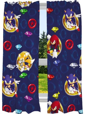 Franco Çocuk Odası Pencere Perde Takımı, 208 cm x 160 Cm, Sonic The Hedgehog, Anime