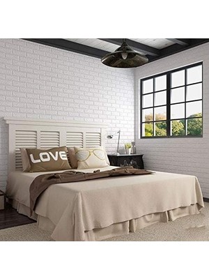 Tr Kendinden Yapışkanlı Sünger Beyaz Tuğla 70X77 cm 6 Adet Duvar Paneli
