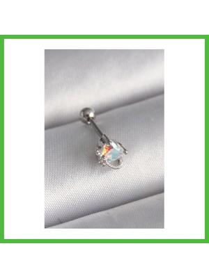 Bezos 316L Çelik Gümüş Renk Zirkon Taşlı Kalp Tragus Piercing Arz