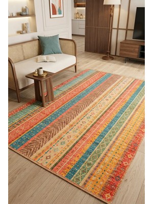 Decomia Home Vıvıd Etnik Desenli Vintage Şönil Kilim Salon Halısı Mutfak Halısı Yolluk