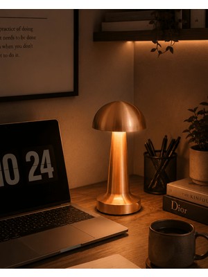 Str Store Modern Bronz Mantar Masa Lambası LED Dokunmatik Dekoratif Aydınlatma