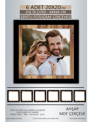 Tr Yhfoto 6 Adet 20X20 Çerçeve Siyah-Ahşap Şeritli Fotoğraf Mdf Çerçeve Kare Çerçeve Karı�