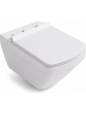 Isvea PRISSIMO  Asma Klozet 54 cm.  -Duroplast Kapak dahil, Beyaz  2 parça set