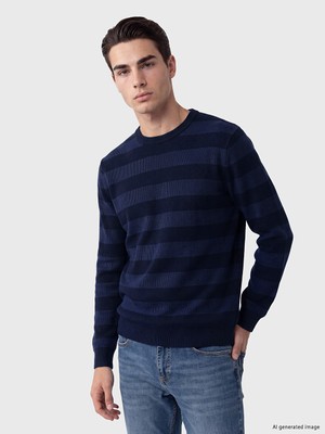 LC Waikiki Lcwaıkıkı Classic Lacivert Bisiklet Yaka Erkek Triko Kazak