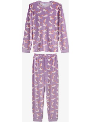 Penti Kız Çocuk Lila Unicorn Carousel Tef Uzun Kollu Pijama Takımı