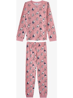 Penti Kız Çocuk Pembe Snowy Bears Uzun Kollu Pijama Takımı
