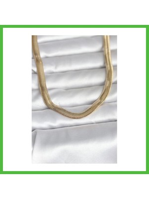 Bezos cm 14K Gold Renk Kalın Yassı Yılan Zincir Model 45 cm Kadın Kolye Arz