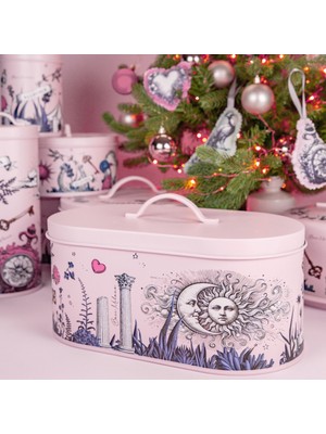 Baci Milano Allegria Pembe Desenli Metal Vakumlu Oval Ekmek Kutusu