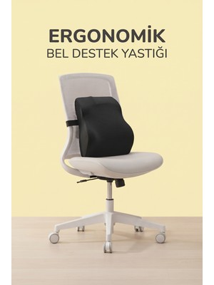 Dear Visco Ergonomik Bel Yastığı Ortopedik Sırt Destek Minderi % 100 Visco Ofis Araba Koltuk Yastığı DVBE-06SE