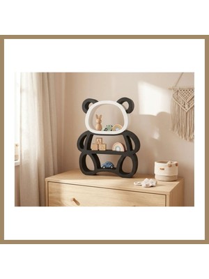 Bezos 3D Baskı Panda Şeklinde Duvar ve Masa Rafı Çocuk Odası Oyuncak Rafı Siyah Beyaz Panda Kitaplık 22