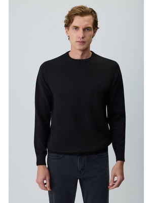 Morven  Erkek Siyah Basic Bisiklet Yaka Triko