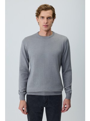 Morven  Erkek Gri Basic Bisiklet Yaka Triko