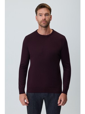 Morven  Erkek Mor Basic Bisiklet Yaka Triko