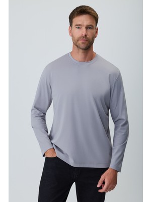 Morven  Erkek Açık Gri Bisiklet Yaka Rayon Sweatshirt