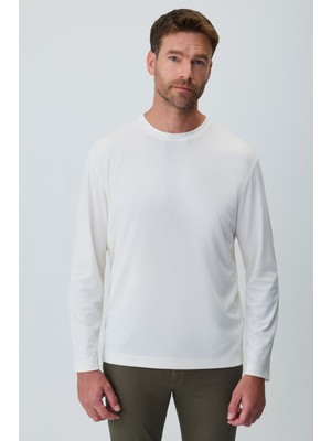 Morven  Erkek Ekru Bisiklet Yaka Rayon Sweatshirt