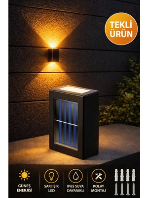 Mobee Tekli Solar Bahçe Aydınlatması Güneş Enerjili Duvar Lambası Çift Taraflı Aplik Işık LED Işık