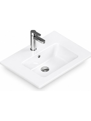Isvea Sistema T-flat Slim İnce Formlu Lavabo 61x46,5 Cm Beyaz