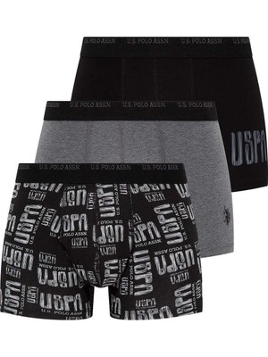 Erkek 3 Lü Likralı Coton Lacivert- Lacivert Baskılı-Lacivert Melanj Boxer 80338