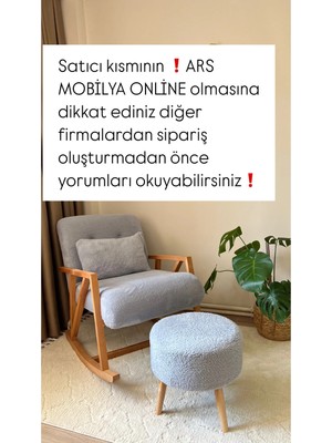 Öz Kısmet Mobilya Blue Grey Sallanan Ahşap Berjer Koltuk Puf Hediyeli