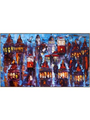 Simurg Sanatevi Istanbul Hayali Yağlı Boya Tablosu - Tuval Üzerine El Yapımı - 200 x 120 cm