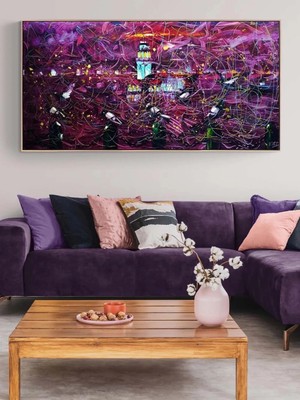 Simurg Sanatevi Kız Kulesi'nin Öyküsü Yağlı Boya Tablosu - Tuval Üzerine El Yapımı - 180 x 90 cm
